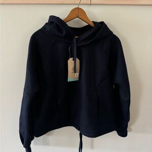 NWT PrAna Women's Ziller Sweatshirt Nautical Blue Size XS Hooded Cropped